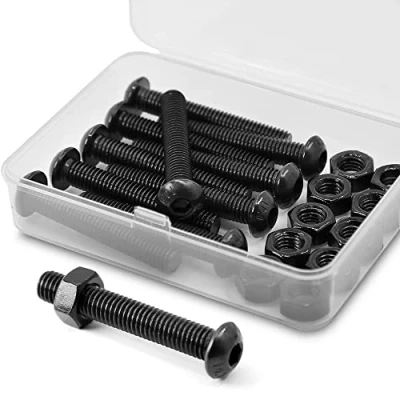 Image de (10 Ensemble) M8 x 50 mm Vis à tête bombée avec six pans creux et écrous Filetage complet en Acier au Carbone 10,9(Noir)
