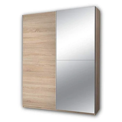 Image de Stella Trading Puls élégante avec Beaucoup d&#039;espace de Rangement Armoire Polyvalente à Portes coulissantes en Blanc, Bois d&#039;ingénierie, Chêne Sonoma Miroir, Largeur: 170 cm