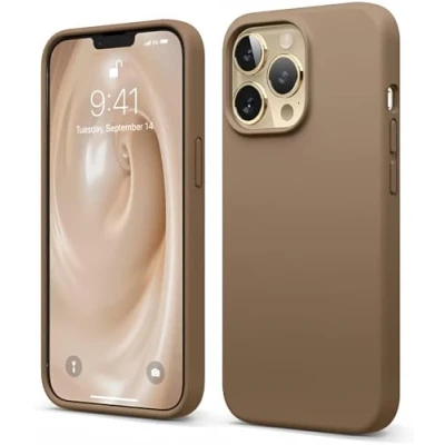 Image de elago Coque Silicone Liquide Compatible avec iPhone 13 Pro (6.1&quot;), Case Premium, Étui Protection Complète Cover Antichoc à 3 Structure, Microfibre Douce Empêche Rayures (Marron)