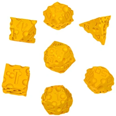 Image de DND Lot de 7 dés à fromage polyédriques imprimés en 3D parfaits pour les donjons et dragons, Pathfinder, RPG, MTG