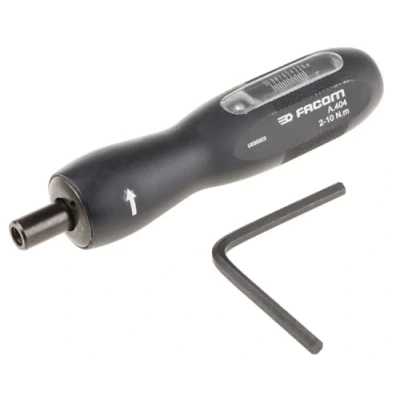 Image de Facom Tournevis Monosens avec Vernier de Réglage pour Embout 1/4&quot; Sens Serrage Dynamométrique et Adaptateur ECR A.404, Noir, 2 10Nm
