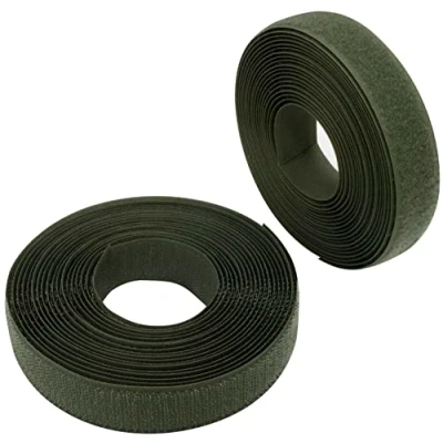 Image de AERZETIX C65943 Bande/rouleau de scratch 25 mm 5 mètre auto agrippant organisateur/serre câbles ruban sac vêtement attache sangle couleur: vert olive en polyamide et polyester