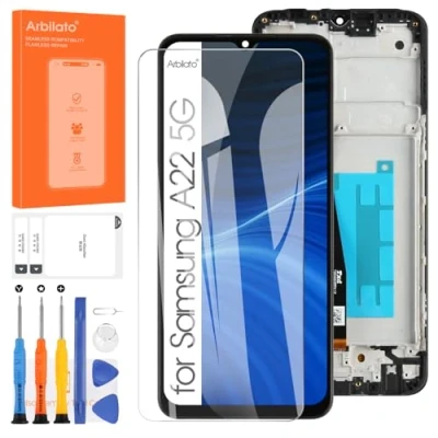 Image de Arbilato TFT pour Samsung Galaxy A22 5G LCD Display Écran A226 SM A226B A226B/DS A226B/DSN Tactile Remplacement Numériseur Assemblée Pièces Kit (Noir avec Cadre)