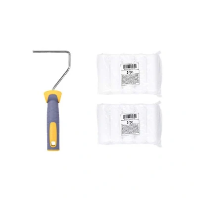 Image de HARDY WORKING TOOLS Set peintre, rouleau de peinture, 10 rouleaux en mousse, Hauteur des poils 7mm, Longueur 11cm, Diamètre 35mm, blanc jaune gris, A0180 115000