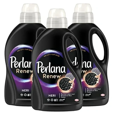 Image de Perlana Renew Noir Lessive liquide pour tissus foncés avec réparation complexe machine à laver et la main 3 flacons de 1,44L