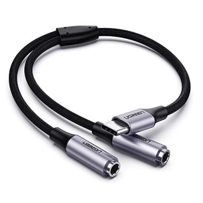 Image de Adaptateur Ugreen USB Typ C 2 x 3,5 mm Mini Jack Splitter Câble 20 cm Cinzento (30732)