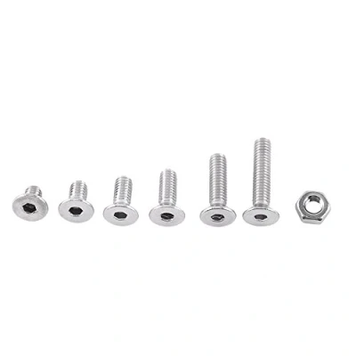 Image de M4 Kit de 250pcs Assortiment Vis Boulon Douille Hexagonale Tête Fraisée Plate/Bombée/Cylindrique Six Pans Creux en Acier Inoxydable A2 avec Ecrous, x 6/8/10/12/16/20mm (Tête Plate)
