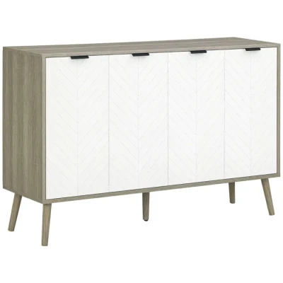 Image de HOMCOM Buffet de cuisine Panneau particules 120x35x77.4cm Blanc et gris