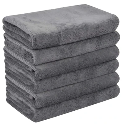 Image de Tissus démaquillants en microfibre, Serviette Visage Démaquillante Réutilisable Microfibre Décapant Lavable Débarbouillette douce 30cm x Set de 6 Gris