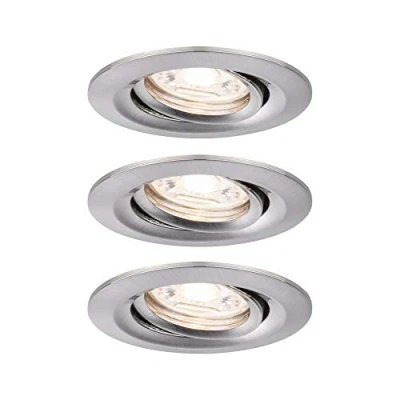 Image de Paulmann 92973 Spot encastré LED Nova mini Plus Coin EasyDim rond orientable incl. 3x4,2 watts gradable pour plafond Acier brossé Lampe encastrée aluminium Blanc chaud 2700 K