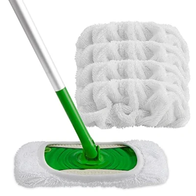 Image de HOMEXCEL Lot de 4 tampons balai réutilisables en microfibre compatibles avec Swiffer Sweeper Lavables pour une utilisation humide et sèche, têtes nettoyage du sol