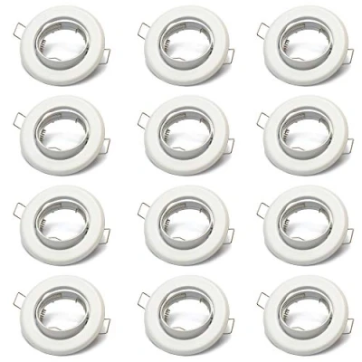 Image de Lu Mi GU10 Jeu de projecteurs encastrés à LED 1 cadre montage blanc, avec douille pour leds ou lampes halogènes, orientable 30, rond