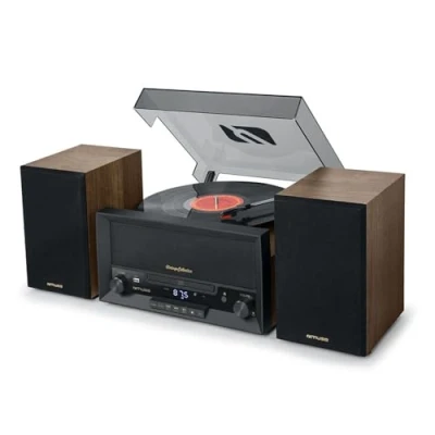 Image de BMI Platine Vinyle Muse MT 120 MB avec système CD, Bluetooth, USB, stéréo 3 Vitesses 33/45/78 Tours