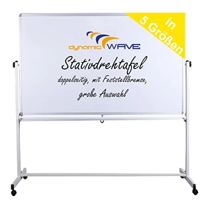 Image de Dynamic Wave 200 x 100cm tableau blanc/tableau blanc, mobile 2 faces pivotan, magnétique, Avec support et roulettes, cadre en aluminium