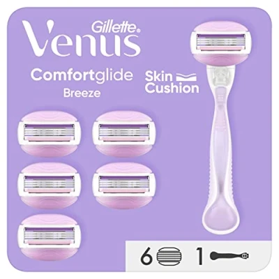Image de Gillette Venus ComfortGlide Breeze Rasoir, 1 Manche + 6 Recharges De Lames, Rasoir À 3 Lames Pour Un Rasage En Douceur, Confortable, Précis et Efficace, Idéal Femmes