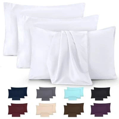 Image de Utopia Bedding Taies d&#039;oreiller 50 x 80 cm Lot de 4 en Microfibre Polyester brossé avec Fermeture par enveloppe Blanc