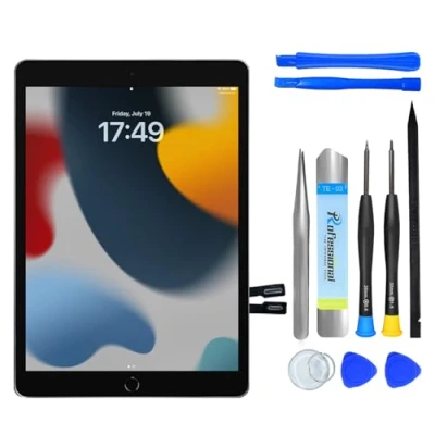 Image de NB+ Écran Tactile pour iPad 9ème Génération 10.2 de Remplacement 2021 Digitizer Adhésif Pré installé,No Home Button(modèle:A2602 A2603 A2604 A2605 (Noir)