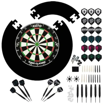 Image de KOTO Classic Edition Noir (Dimensions Officielles) Dartboard, INCL. 4pcs Surround, 2 Jeux de Fléchettes