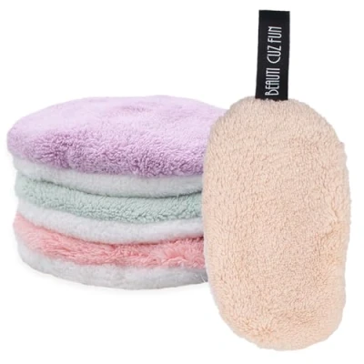Image de 4 Pcs Coton demaquillant lavable,eponge visage,coton reutilisable,pads demaquillants lavables double Face, pour Nettoyage du Visage(4 Couleurs)