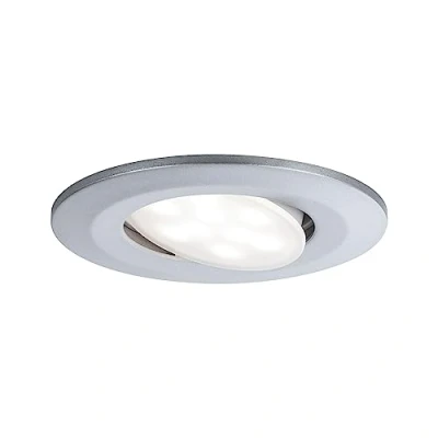 Image de Paulmann Calla 99932 Plafonnier LED encastrable Rond avec 1 x 6,5 W IP65 à intensité Variable Armoire en Plastique 4000 K, Mat chromé, 1er Set
