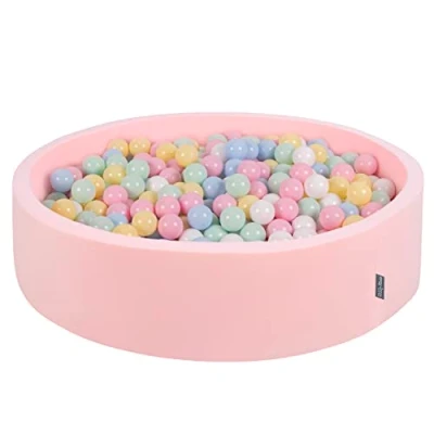 Image de KiddyMoon Piscine À Balles pour Bébé Rond 120X30cm/300 7Cm Grande Fosses Boules Jouet Enfant, Rose: Bleu Pastel/Jaune Pastel/Blanc/Menthe/Rose Poudré