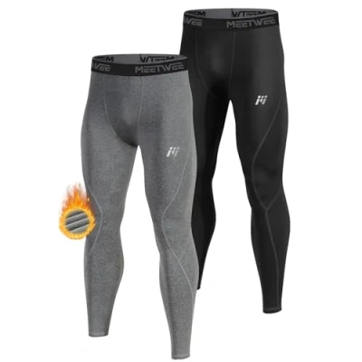 Image de MEETWEE Pantalon Thermique Homme, sous Vêtements Caleçon Long Collant Chaud Compression Base Layer Legging
