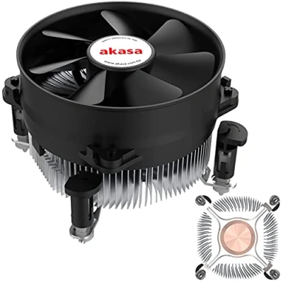 Image de Akasa Copper Core Système de refroidissement/Ventilateur PWM TDP 115W Dissipateur thermique cuivre 92 mm Installation facile Conçu pour Intel LGA775, LGA115x, LGA1200 AK 959CU