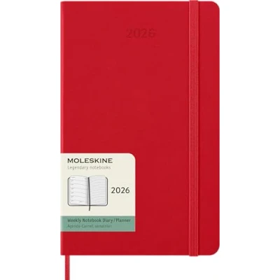 Image de Moleskine Agenda Hebdomadaire, Hebdomadaire 2026 12 Mois Avec Espace Pour Notes, Couverture Rigide et Fermeture Élastique, Format Large 13x21, Couleur Rouge