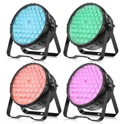 Image de BETOPPER Lumières stroboscopiques LED Par, RGBW 4 en 1 DMX512 lumière disco DJ pour mariage soirée club bar show, 4PCS
