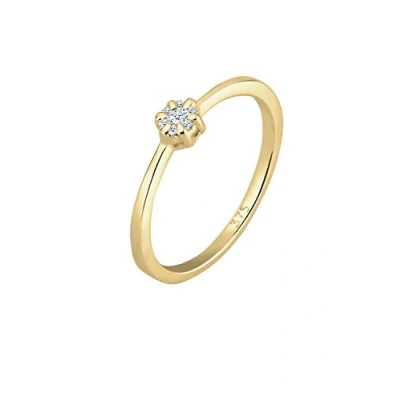 Image de Elli DIAMONDS Bague Femme Fiançailles Fleur avec Diamant (0.045 ct.) en Or Jaune 375
