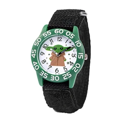 Image de STAR WARS The Mandalorian Kids&#039; Plastic Time Teacher Analog Quartz Nylon Strap Watch, Vert/noir, Bracelet