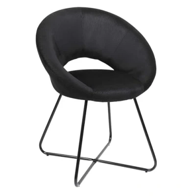 Image de Fauteuil rond en velours cotelé Giulia Noir Marque Modèle Polyester Fer