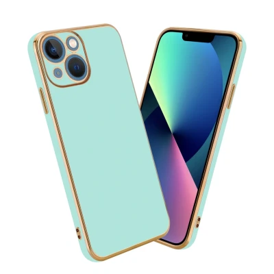 Image de Coque pour Apple iPhone 13 MINI en Glossy Vert Menthe Or Housse de protection Étui silicone TPU flexible et avec appareil photo Neuf
