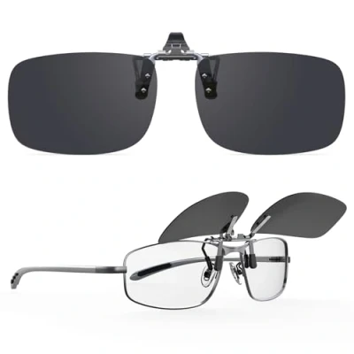 Image de Goiteia lunettes de soleil polarisées à clipser sur vue pour hommes et femmes, Facile mettre enlever d&#039;une seule main (verres gris)