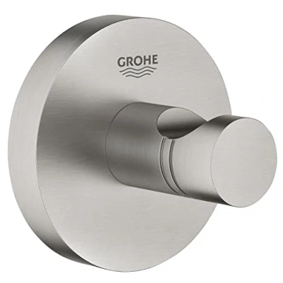 Image de GROHE Start Patère Murale pour Salle de Bain, Fixations Cachées, Platine Fixation Incluse, Métal, A coller QuickGlue ou à visser, Chromé, 41173000
