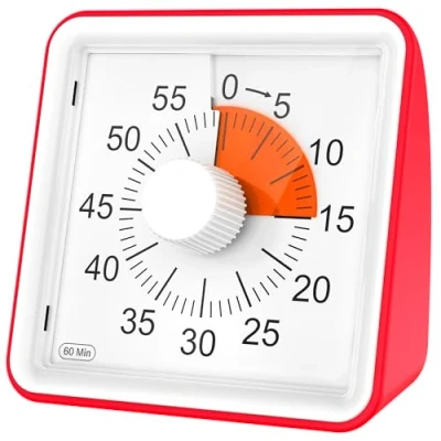 Image de ThermoPro TM021 Minuterie Visuelle Enfant 60 Min Compte à Rebours avec Alarme/Silencieux, Grand Écran + Zones Rouges Gestion Temps Concentration/Apprentissage (Piles Non Incluses)