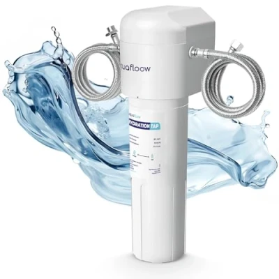 Image de Aquafloow Système de filtration d&#039;eau sous évier, filtre à eau charbon actif, connexion directe au robinet cuisine, capacité réduction chlore élevée 30 000 litres ou 6 12 mois