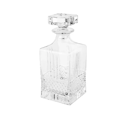 Image de RCR 51592020006 Brillante Luxion Crystal Whisky Carafe, Décanteur à Whiskey en Cristal, Décanter Forme Carré, 850 ml Bouteille pour Bourbon ou Single Malt, Compatibles Lave Vaisselle