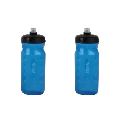Image de ZEFAL Pack Sense Soft 65 Bidon Velo et VTT Lot de Deux Gourdes Sport Souples Inodores Eau Sans BPA Tetine Silicone Bleu Transparent, 2 x 650 ml