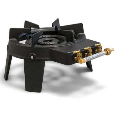 Image de PROWELTEK Rechaud gaz 4 pieds Fonte véritable 9800 2 Bruleurs Plats grands volumes