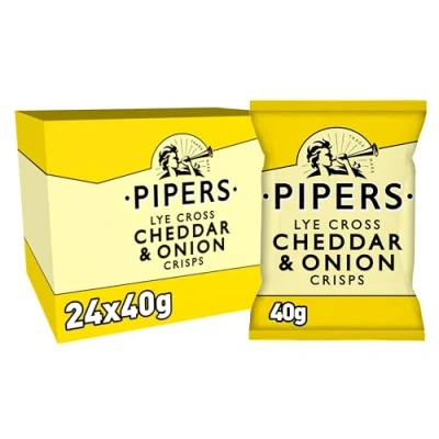 Image de Pipers Chips Saveur Cheedar &amp; Onion 40G Lot de 24