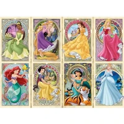 Image de Ravensburger Principessa Art Nouveau Tiana, Raiponce, Belle, Aurora, Ariel, Blanche Neige, Jasmin, Cendrillon Puzzle Non en Bois, 12000497, Multicolore