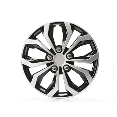Image de Unitec 75569 Daytona Lot de 4 Enjoliveurs, Noir / Argent, 16 Pouces