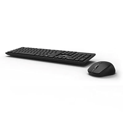 Image de Port Connect Pack de Bureau Professionnel sans Fil Clavier 12 raccourcis multimédia avec indicateurs LED + Souris 3 Boutons 1600 dpi 2.4 ghz USB a &amp; c Noir
