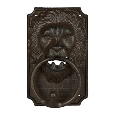 Image de Relaxdays Heurtoir de Porte, Lion imposant, en Fonte, Design Vintage, H x L P : env. 19,5 12 6 cm, Brun foncé