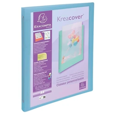 Image de Exacompta Réf. 51279E 1 classeur souple en polypropylène Kreacover pastel 4 anneaux ronds diam 15mm dimensions 320x250 mm pour format A4 couleur aléatoire