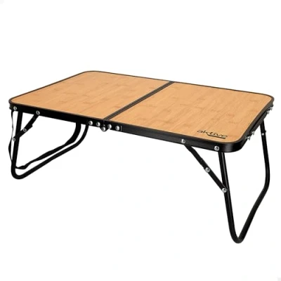 Image de AKTIVE Camping Table de Pliante Effet Bambou, Pliable Légère et Solide, Bois MDF Aluminium, avec Poignées Transport, 60 x 40 25 cm