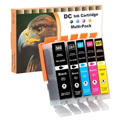 Image de D&amp;C PGI 580XXL CLI 581XXL Compatible pour Canon 580 581 Cartouches d&#039;encre Pixma TS6150 TS6151 TS8150 TR8550 TS8250 TS6250 TS9150 TR7550 TS8151 TS8251 TS8252 TS9155 TS9550 (Pack de 5)