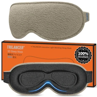 Image de Masque de Nuit Innovant 2024, Trilancer Bandeau Sommeil les yeux, Cache œil Dormir,Masque Sommeil, Voyage Avion Méditation Siestes, Accessoires pour Hommes et Femmes, Bloque la Lumière (Brun)