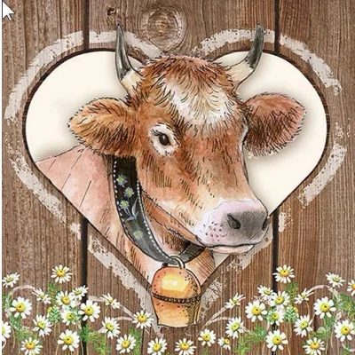 Image de Lot de 20 serviettes en papier forme vache dans un c ur Décoration table pour les amateurs la Bavière et d&#039;animaux 33 x cm